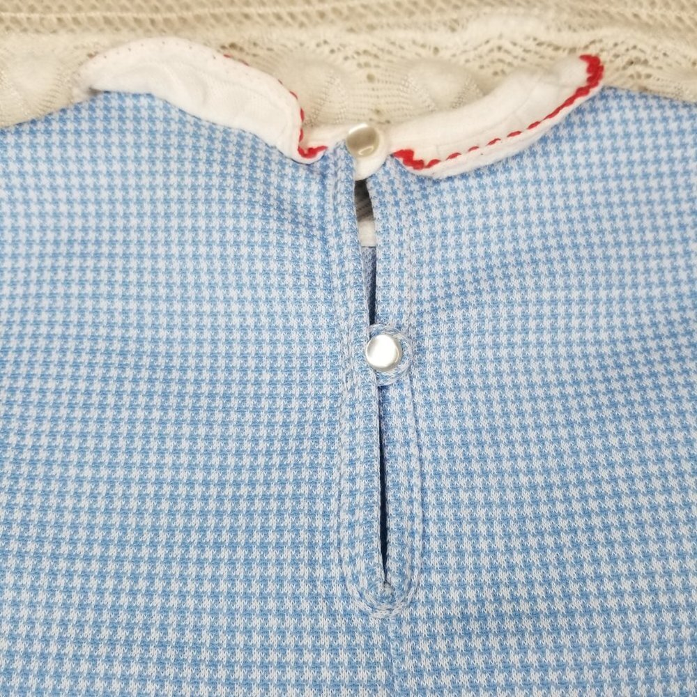Carter's girls checkered one piece suit blue ivory size 18 months made in USA - Picture 6 of 8